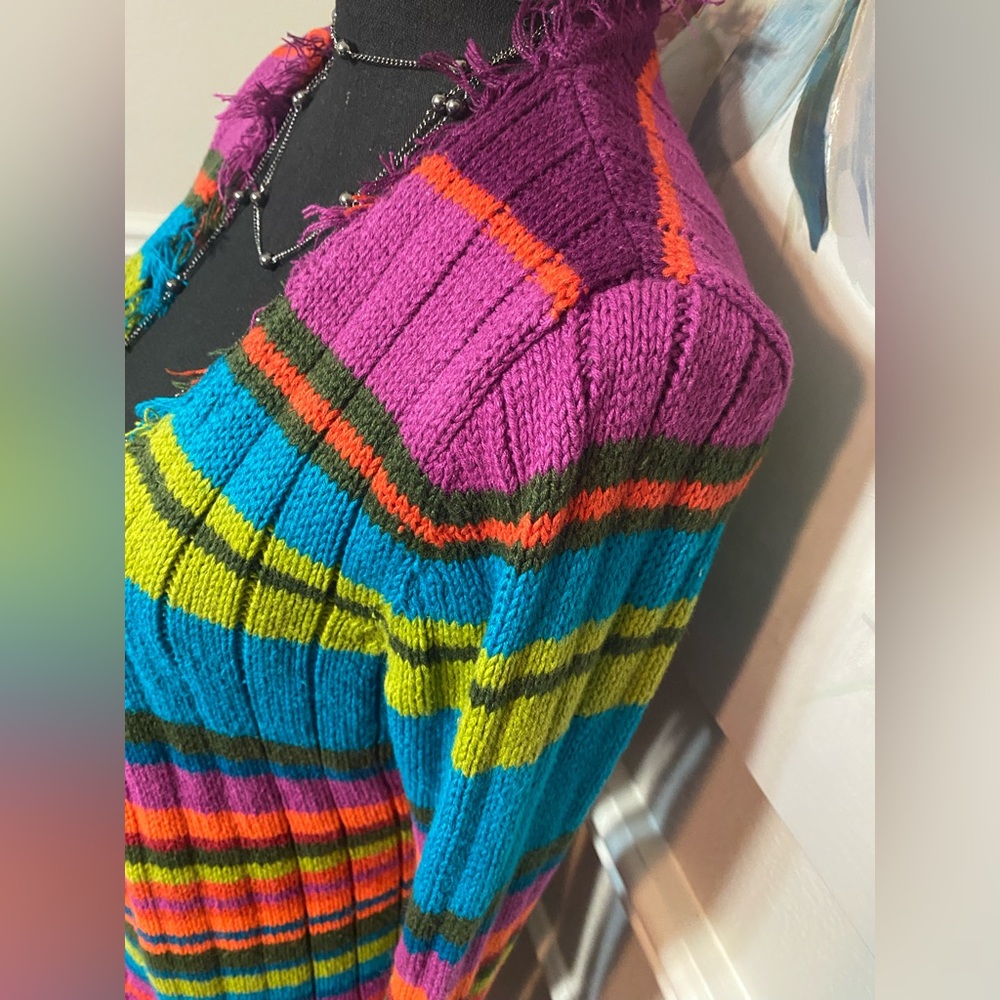 Multicolor Striped Women's Cardigan || Size 14 (see measurements in description) - Picture 8 of 11